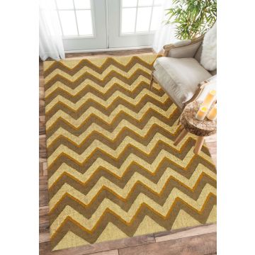 Rugsville Modern Green Wool Handmade Dhurrie Carpet 4' x 6'