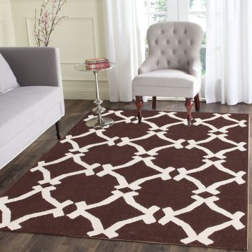 Rugsville Modern Stepheni Brown Hand Woven Wool Carpet 5' x 8'