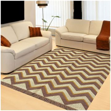 Rugsville Chevron Brown Handmade Jute Dhurrie Carpet 4' x 6'