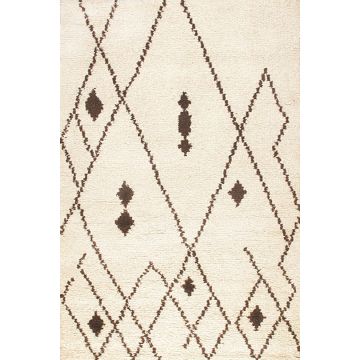 Rugsville Beni Ourain Moroccan Ivory Black Wool Carpet 8' x 10'
