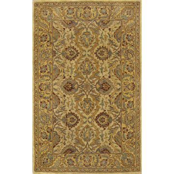 Rugsville Antique Kazvin Green Gold Handmade Wool Carpet 5' x 8'