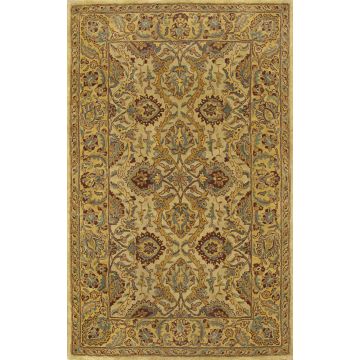 Rugsville Antique Kazvin Green Gold Handmade Wool Carpet 5' x 8'