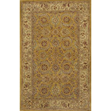 Rugsville Old World Area Gold Beige Handmade Wool Carpet 5' x 8'