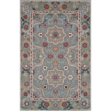 Rugsville Leslie Persian Floral Gray Handmade Wool Carpet 17134