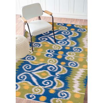 Rugsville Ikat Blue Bamboo Silk Carpet 4'6" x 6'6