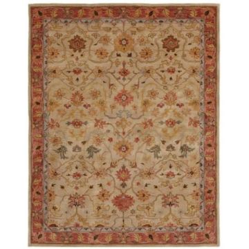 Rugsville Elham Persian-Style Floral Ivory Handmade Wool Carpet 17406