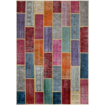Rugsville Vintage Patchwork Overdyed Multi Wool Carpet 7' x 10'