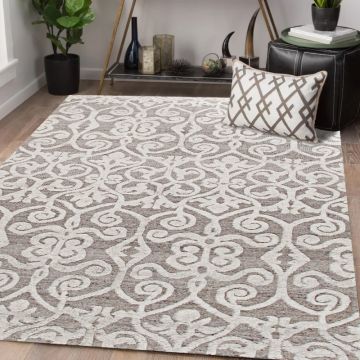 Transitional Boro Floral Hand Knotted Beige Wool Carpet 5' x 8'