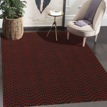 Rugsville Niven Dots Brown Wool Tibetan Carpet 5' x 8'