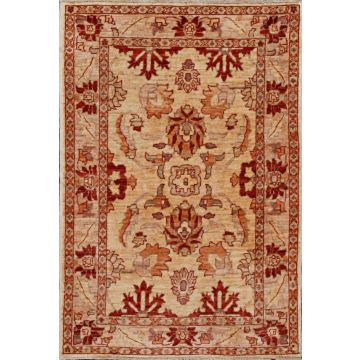 Nodi Persian Sultanabad Beige Hand Knotted Wool Carpet 3' X 5'