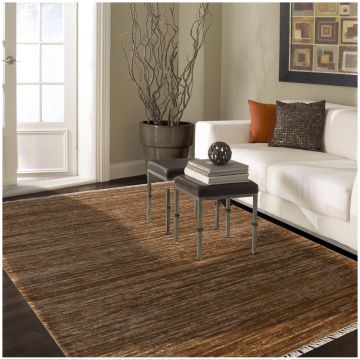 Rugsville Modern Blash Solid Hand Knotted Beige Wool Carpet 3' x 5'