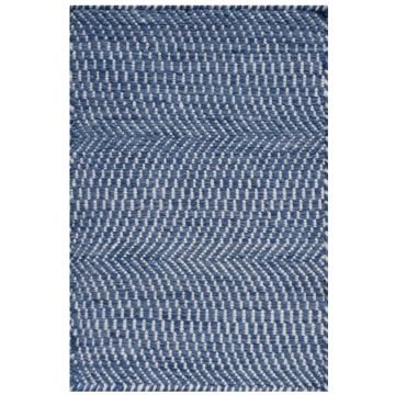 Rugsville Waves Blue Hand Made Wool Dhurrie Carpet