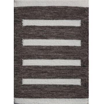 Rugsville Stripe BeigeHand Made Wool Dhurrie Rug