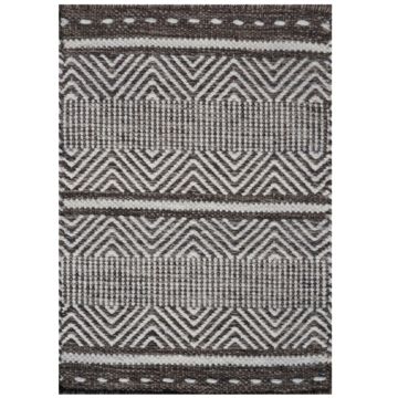 Rugsville Grass Loom Brown Hand Made Wool Dhurrie Carpet