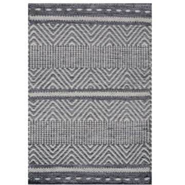 Rugsville Grass Loom Gray Hand Made Wool Dhurrie Rug 