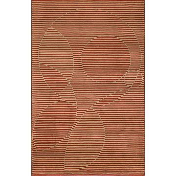 Designer Abstract Handmade Rust Wool Carpet 5' x 8'