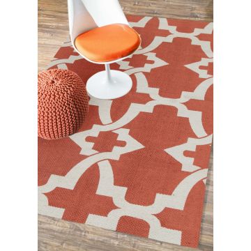 Rugsville Trellis Cotton Rust Colour Dhurrie 2'x3'