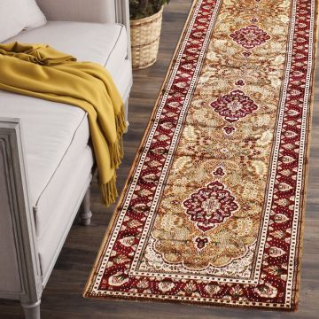 Rugsville Friya Kashmir Silk Hand knotted Red Carpet 3' x 18'