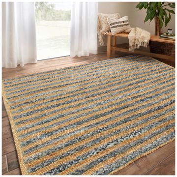 Rugsville Multicolour Denim Jute Braided Carpet 21537