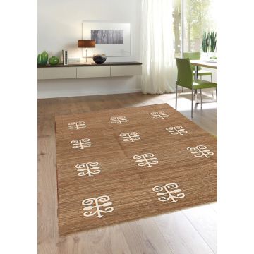 Rugsville Modern Kilim Brown Handwoven Cotton Dhurrie Carpet 4' x 6'
