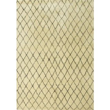 Rugsville cushy hand knotted ivory wool moroccan Carpet   5' x 8'