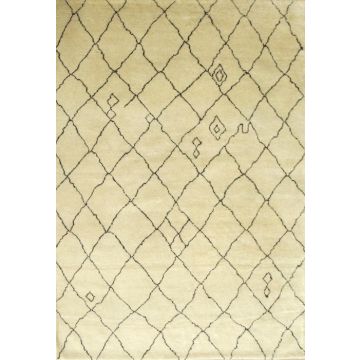 Rugsville pithy hand knotted ivory wool moroccan Carpet  5' x 8'