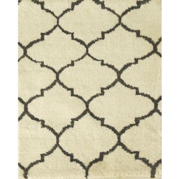 Rugsville furry hand knotted ivory wool moroccan Carpet  2' x 3'