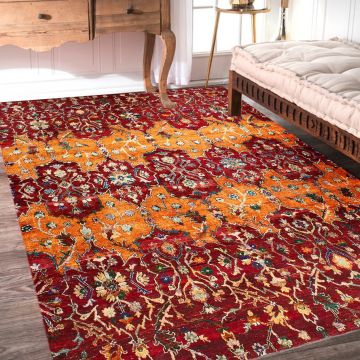 Rugsville Tribal Eros Sari Silk Hand Knotted Red Carpet 9' x 12'