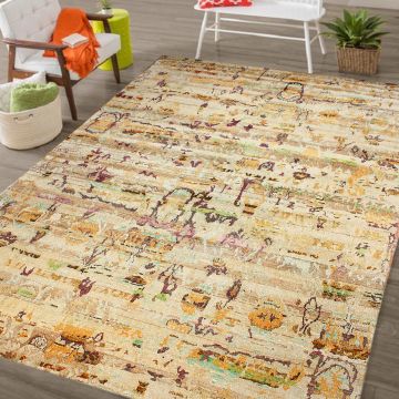 Rugsville Tribal Eros Sari Silk Hand Knotted Beige Carpet 9' x 12'