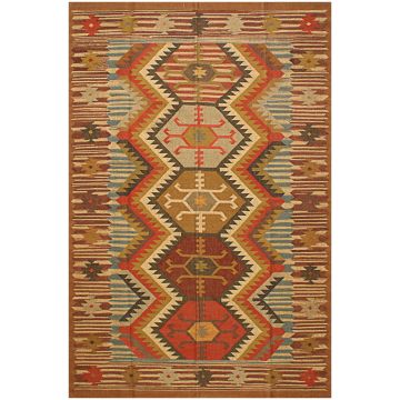 Rugsville Ethnic Jute Southwestern Dhurrie Carpet  6' x 9'