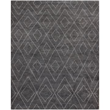 Moroccan Beni Ourain Double Diamond Charcoal Wool Carpet 37031