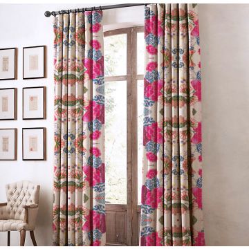 Rugsville Floral Kantha Cotton Off White 7 feet Eyelet Fruit Curtain