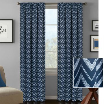 Rugsville Chevron Indigo Blue Cotton 7 Feet Curtains  48" x 84"