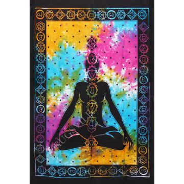 Rugsville Wall Hanging Mandala  Room Decoration 7 Chackra Yoga Meditation Multi Color Tapestry 84 X 54 Inches