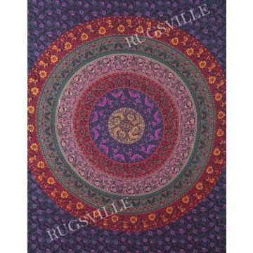 Rugsville Wall Hanging Mandala  Room Decoration Dacota Multi Color Tapestry 84 X 54 Inches