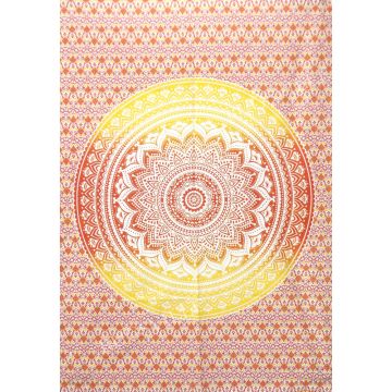 Rugsville Wall Hanging Mandala  Room Decoration Ombre Flower Orange Tapestry 84 X 54 Inches