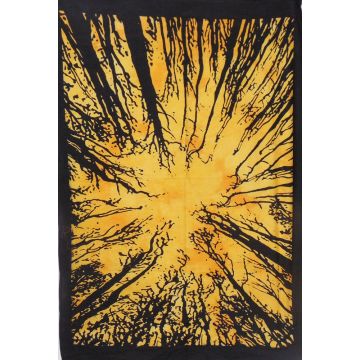 Rugsville Wall Hanging Mandala  Room Decoration Dark Forest Locust Tree Yellow Tapestry 84 X 54 Inches