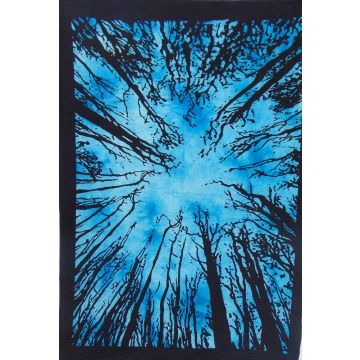 Rugsville Wall Hanging Mandala  Room Decoration Dark Forest Locust Tree Turquoise Tapestry 84 X 54 Inches
