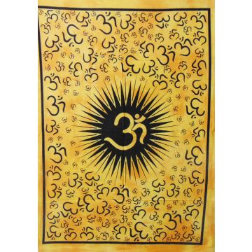 Rugsville Wall Hanging Mandala  Room Decoration Center OM Kiran Yellow Tapestry 84 X 54 Inches