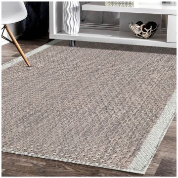 Dante Modern Geometric Beige Handmade Wool Carpet 63001