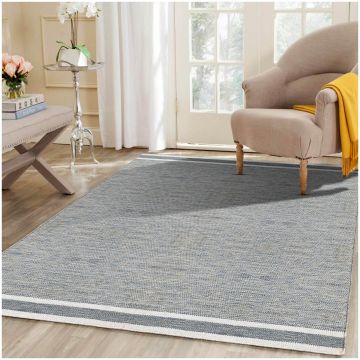 Dario Modern Geometric Gray Handmade Wool Carpet 63002