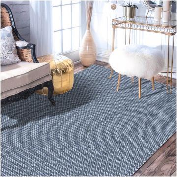 Delfina Modern Geometric Blue Handmade Wool Carpet 63003