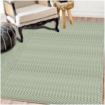 Domenica Modern Geometric Green Handmade Wool Carpet 63006