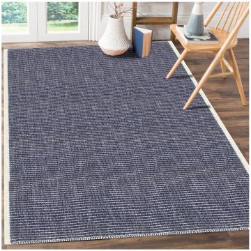 Donatella Modern Geometric Blue Handmade Wool Carpet 63008