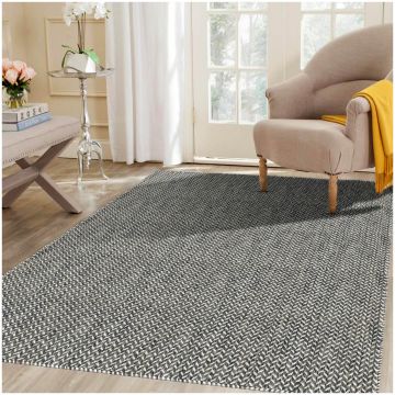Donna Modern Geometric Brown Handmade Wool Carpet 63012