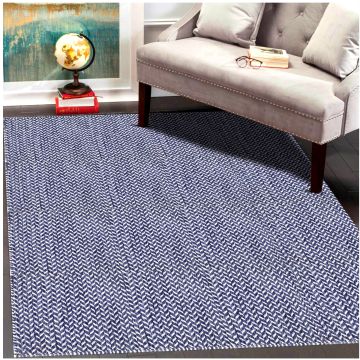 Donte Modern Geometric Blue Handmade Wool Carpet 63013