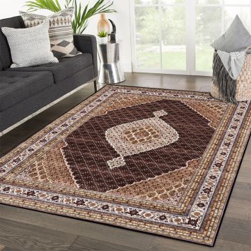 Rugsville Emma Tabriz Oriental Black Hand Knotted Wool Persian Carpet 63315