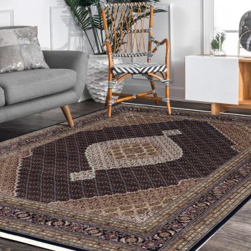 Rugsville Gabriel Tabriz Oriental Brown Hand Knotted Wool Persian Carpet 63316