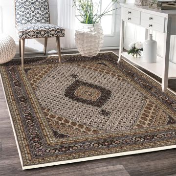 Rugsville Lea Tabriz Oriental Ivory Hand Knotted Wool Persian Carpet 63320