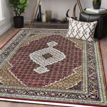 Rugsville Mila Tabriz Oriental Red Hand Knotted Wool Persian Carpet 63324